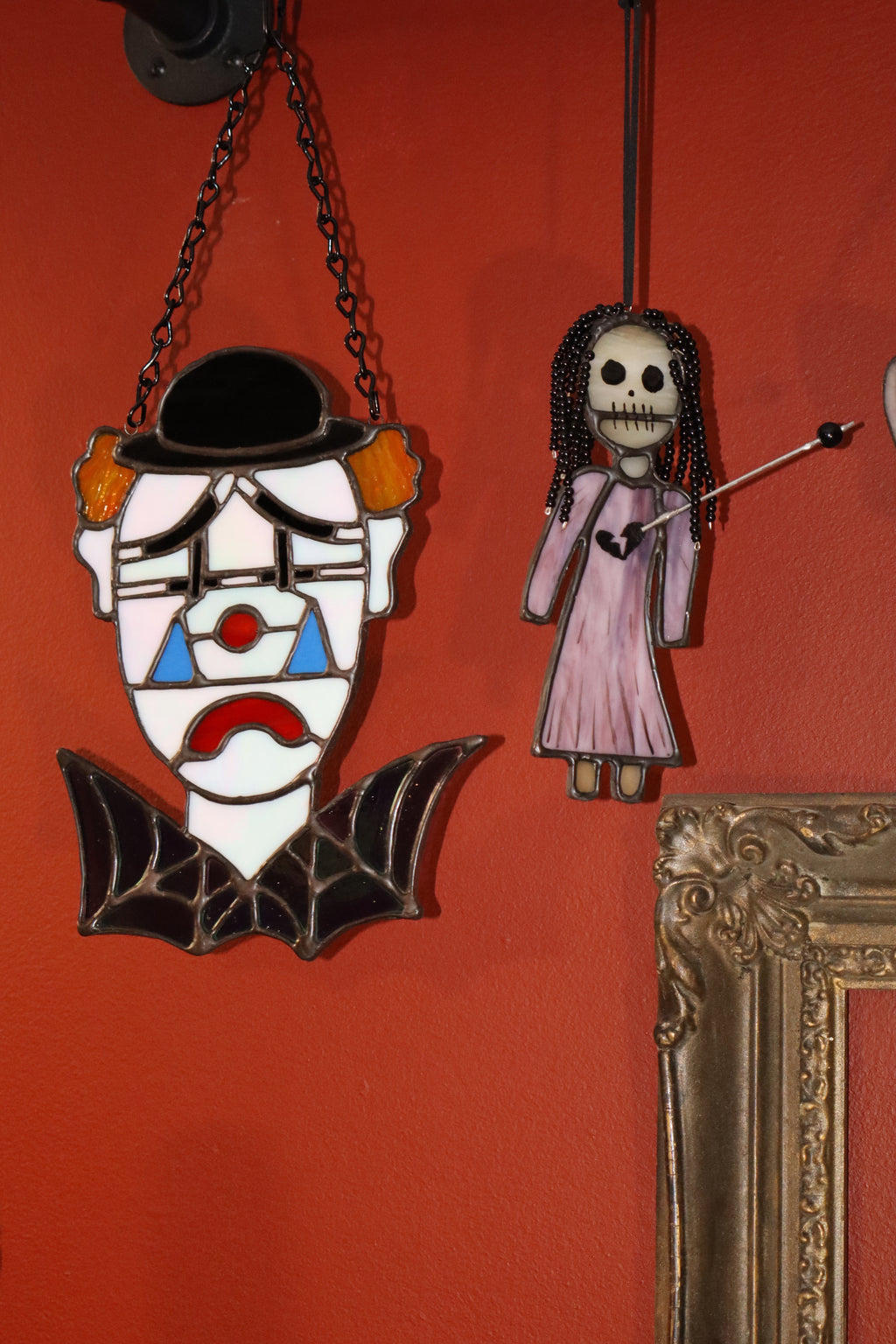 Stained Glass Voodoo Doll with hand beaded hair