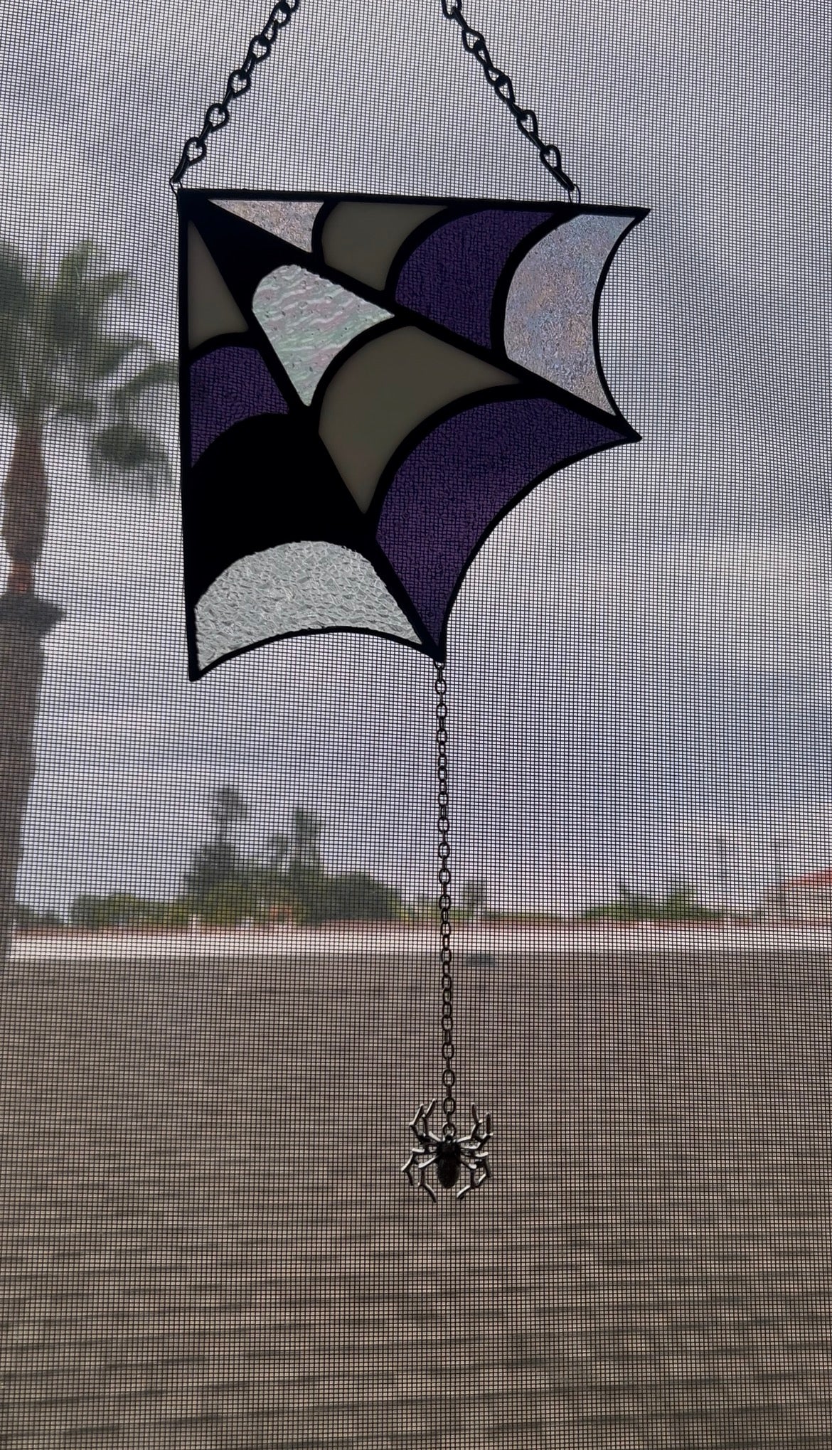 Stained Glass Spider Web Corner